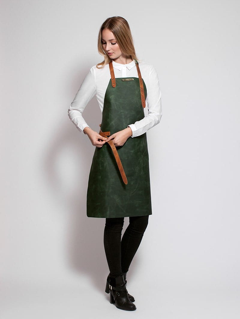 Leather Apron Basic Green by STW -  ChefsCotton