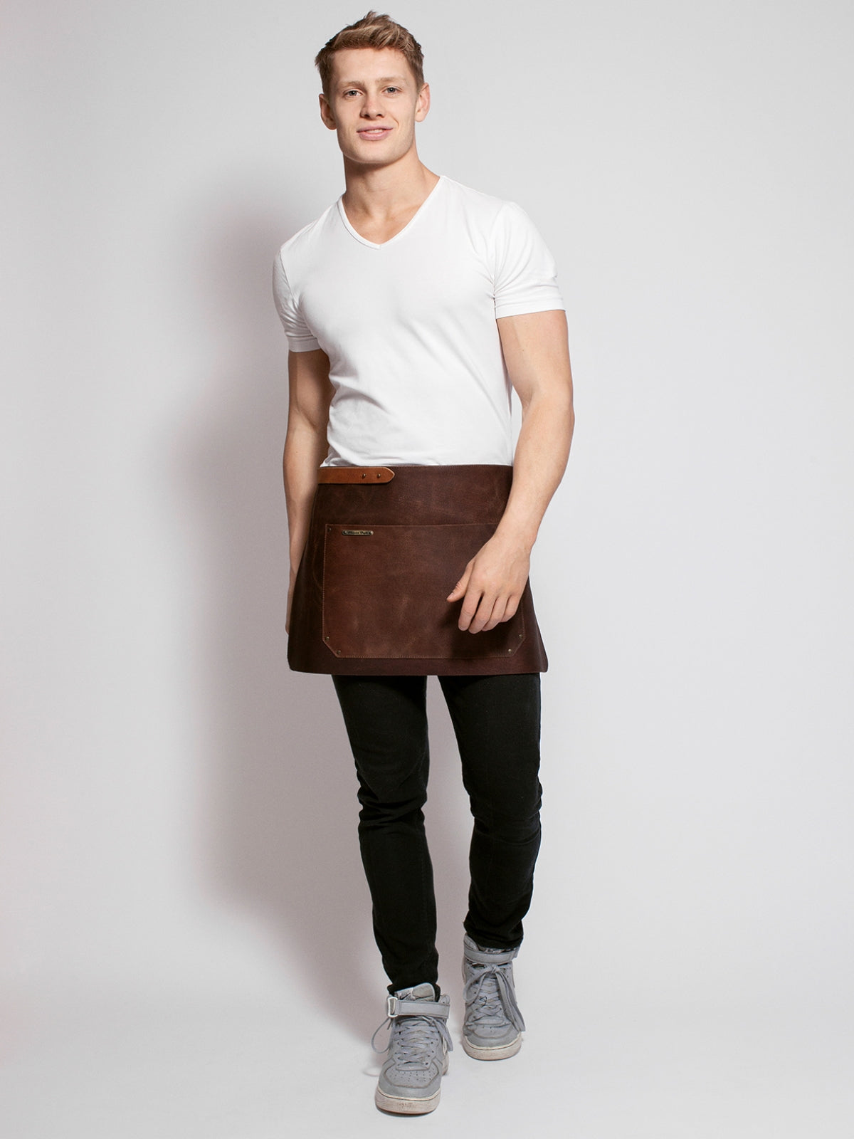 Leather Waist Apron Rustic Brown by STW -  ChefsCotton