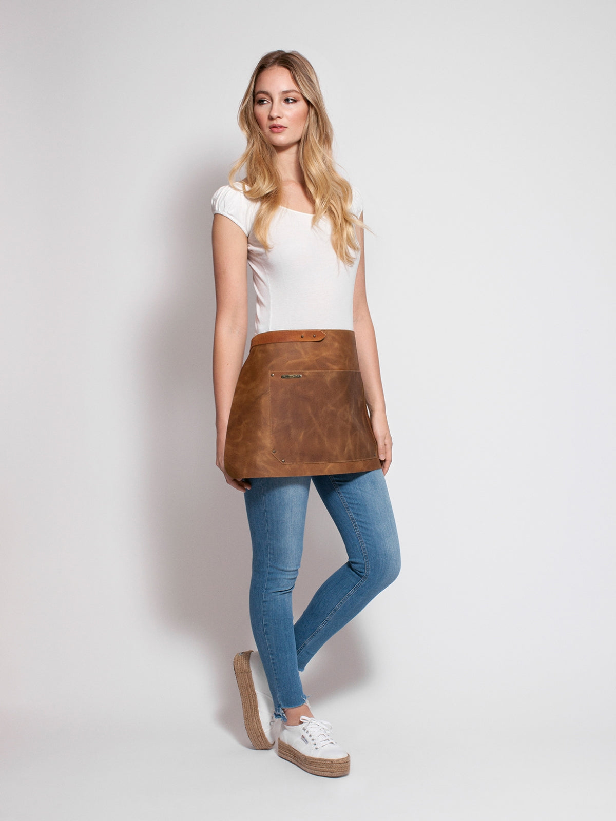 Leather Waist Apron Rustic Whiskey by STW -  ChefsCotton